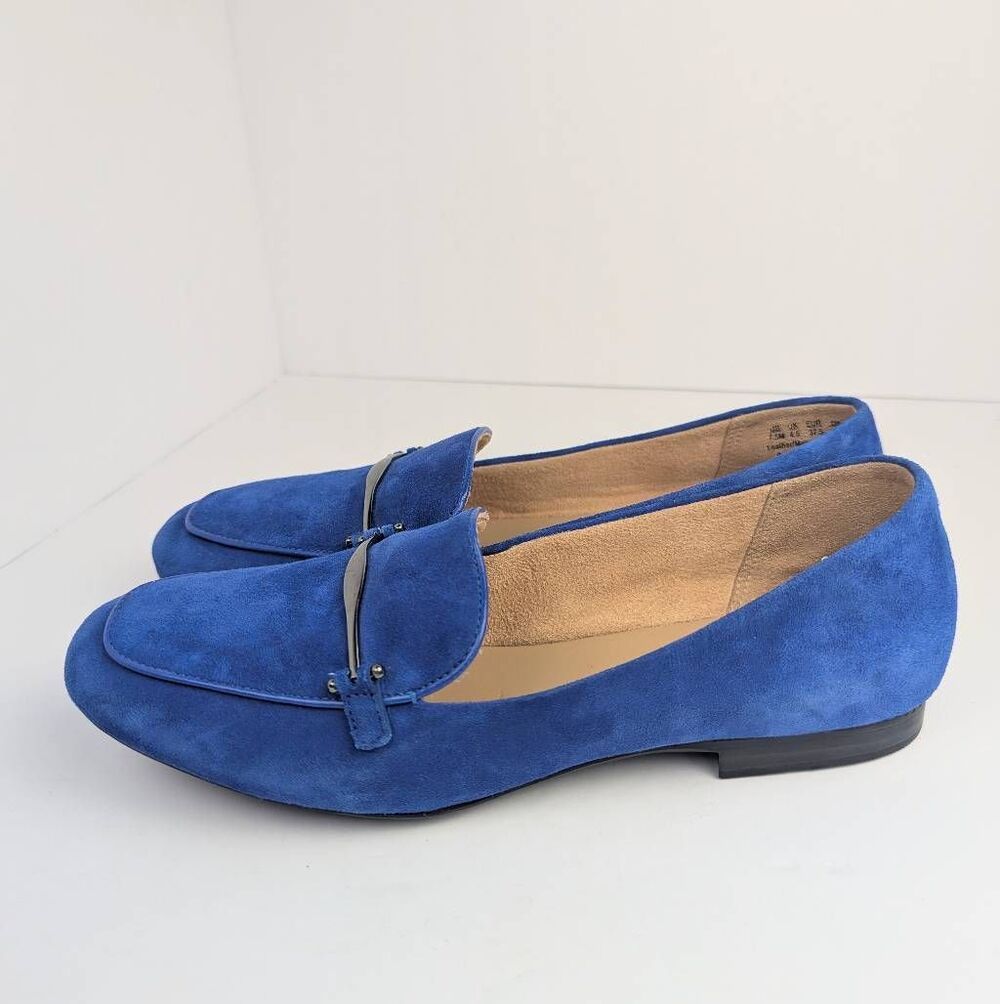 Naturalizer Emiline Cobalt blue suede metal bar horsebit loafers flats womens 7 - Picture 5 of 9